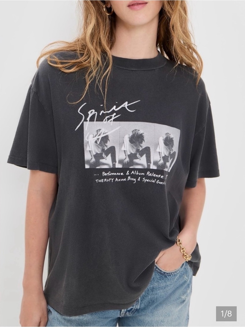 Anine Bing Charcoal Black Graphic Short-Sleeve T-Shirt